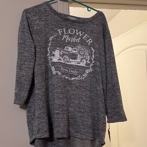 Gray Flower Market Graphic Top